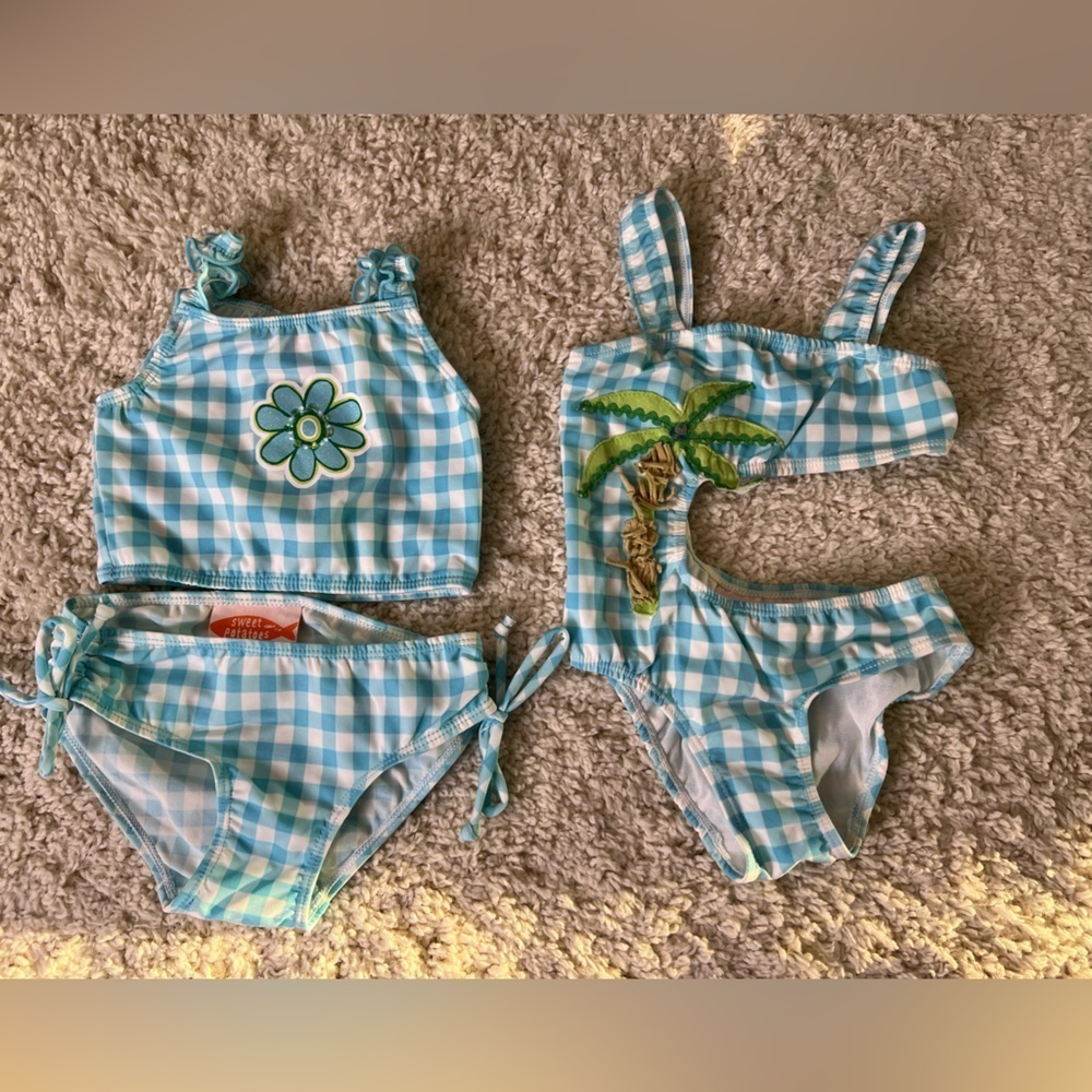 Kids size 4/4T 2 Matching Sweet Potato Brand Bathing Suits